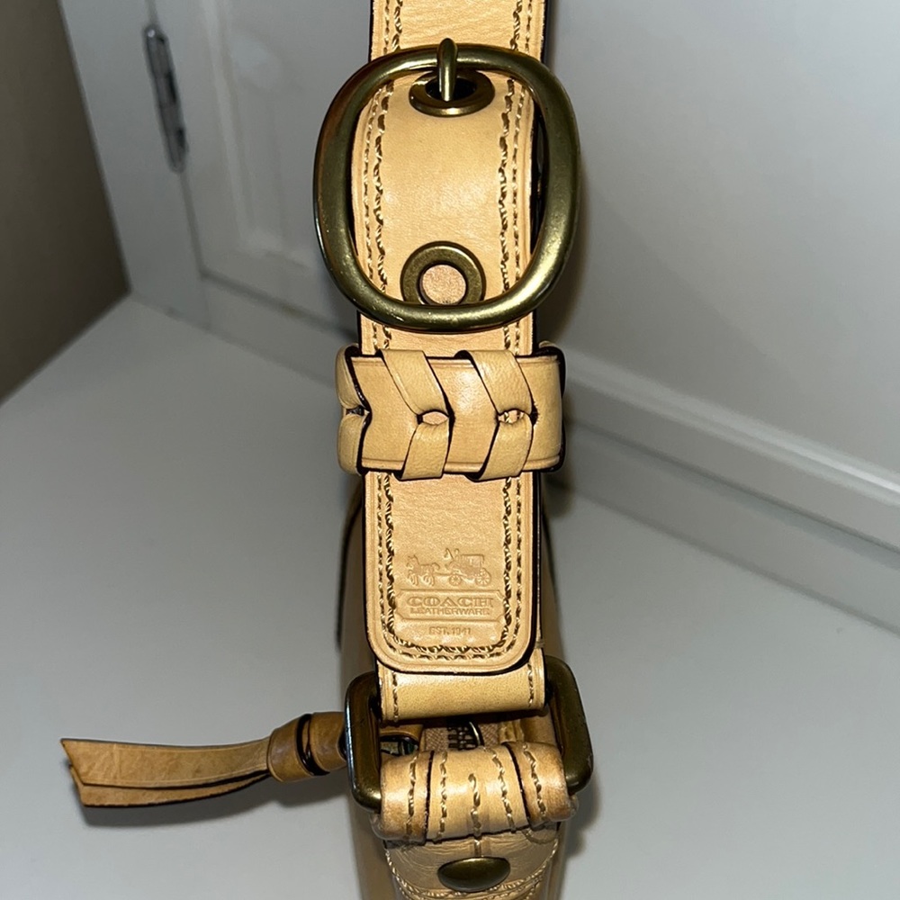 Vintage Coach Cowhide Leather Bleeker Tattersall Hobo Bag Blonde/Tan - Picture 3 of 16